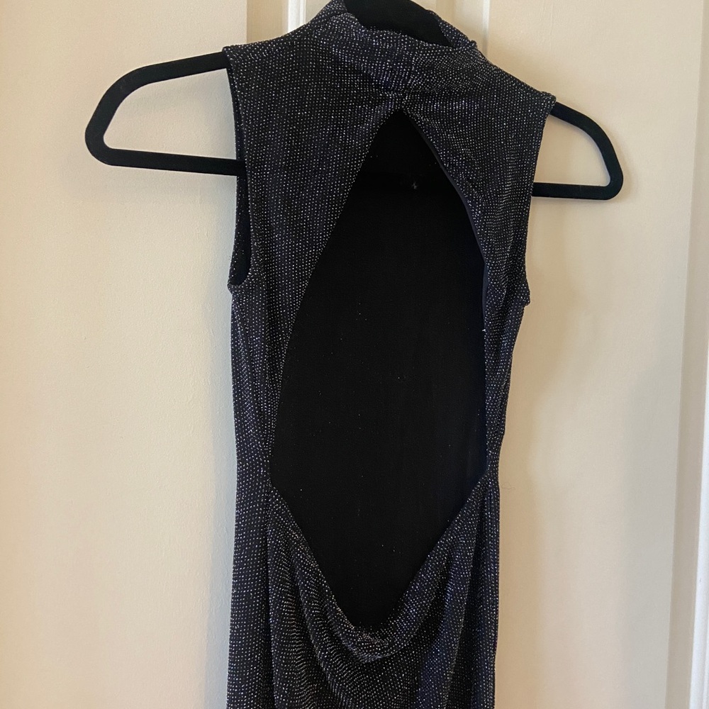 Alix NYC Strapless Asymmetrical Open Back Stretch Dress Black Size XS Glitter - Picture 5 of 6